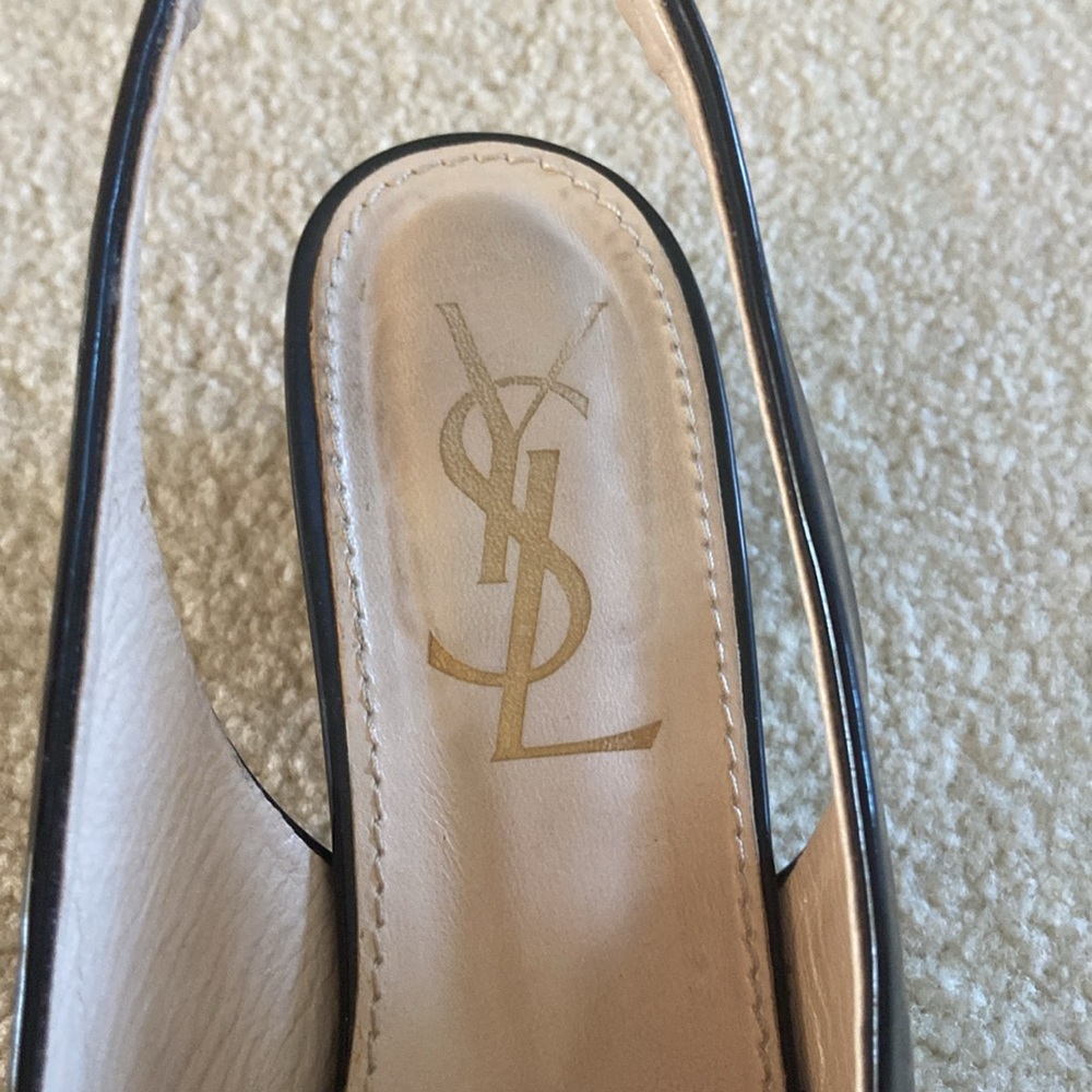 Yves Saint Laurent Black Patent sling back 1.5 inch heels, square toe si… - Picture 5 of 10
